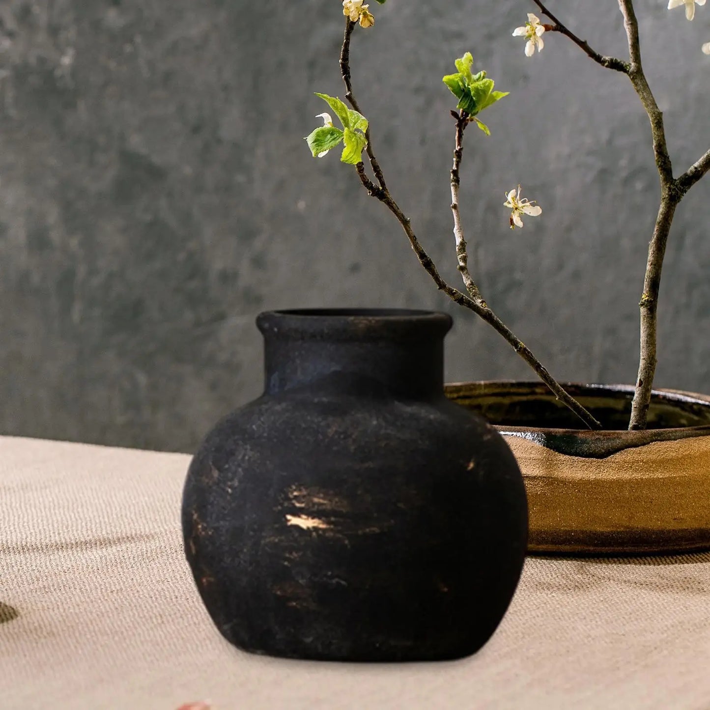 Vase rustique en céramique | Pot de fleurs Wabi Sabi 